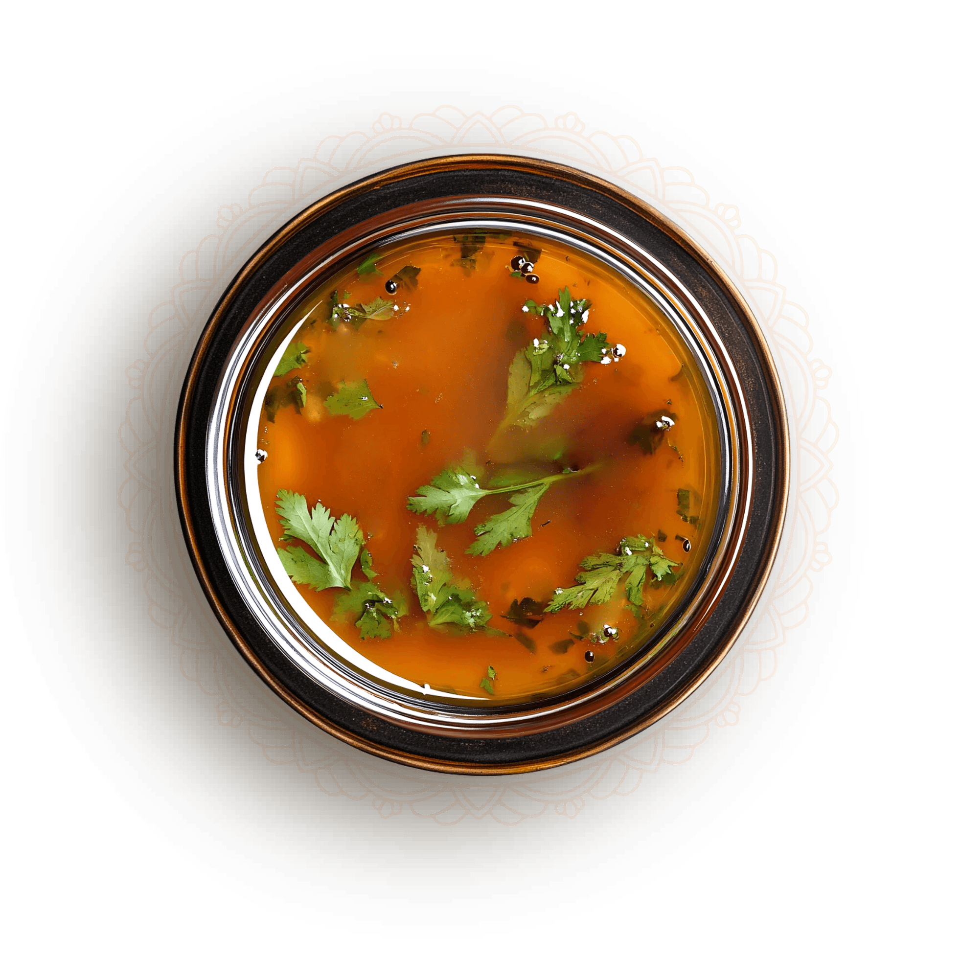 A steaming bowl of AHA! Rasam